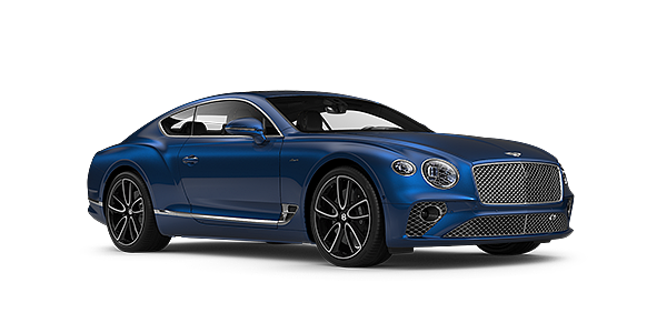 Bentley Madrid Bentley GT Azure coupe in Sequin Blue paint front 34